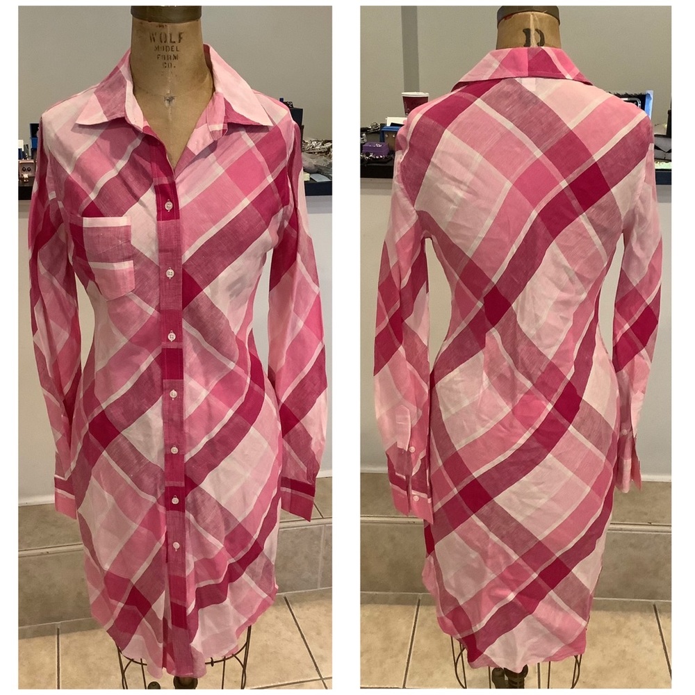 Plaid Linen Shirt Dress